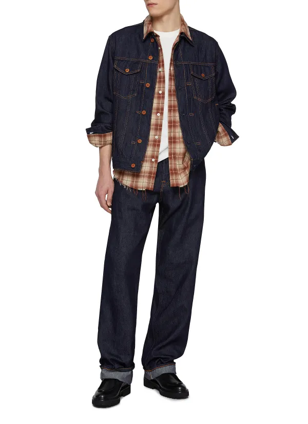 Soft Straight-Cut Daily Dark Blue Cottom Jeans