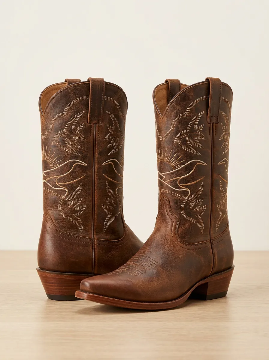Women's Western Cowgirl Sun Bird Embroidered Cowboy Boots