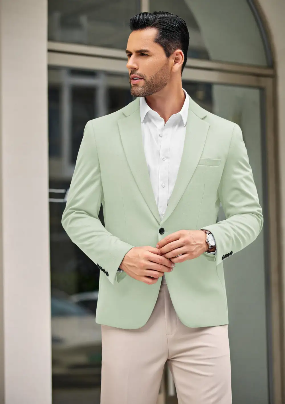 Simple One Button Blazer Jacket
