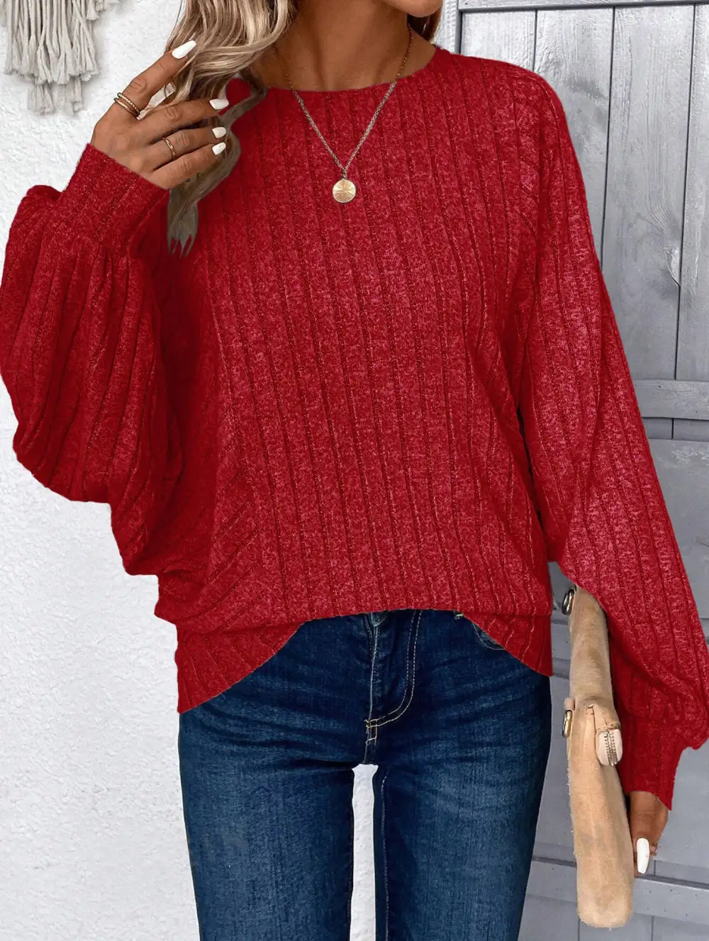 Plus Size Lantern Sleeve Top