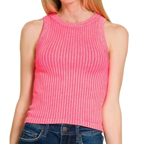 Ribbed Washed Seamless Tank Top