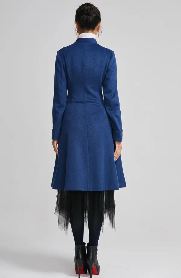 Wool A Line Single Breasted Pocketed Midi Coat