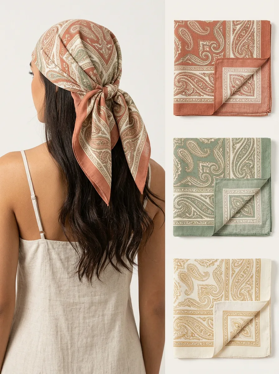 Clean-Look Paisley Bandana Headscarf Trio