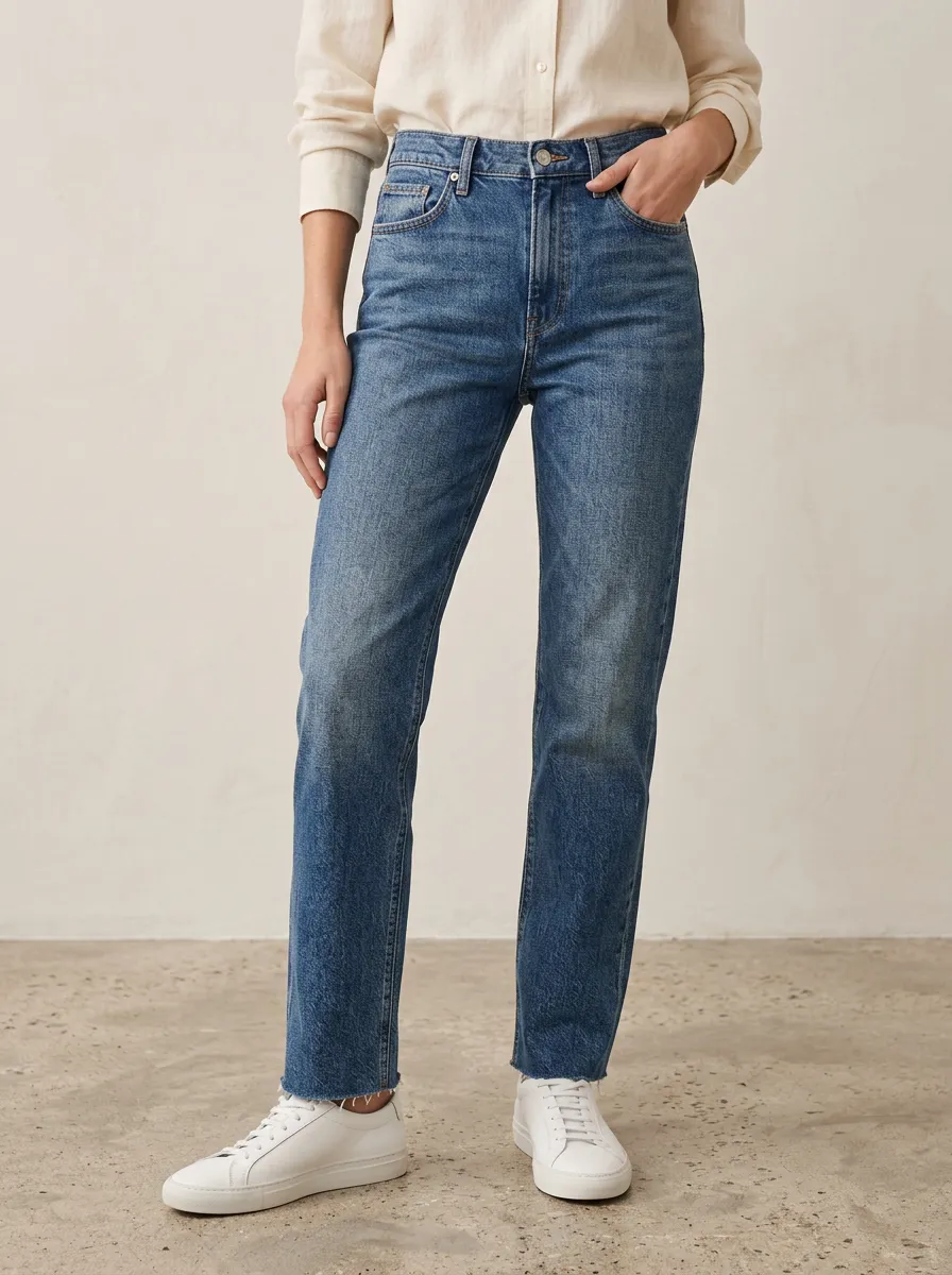 High-Rise Vintage-Wash Relaxed Women's Straight-Leg Jeans