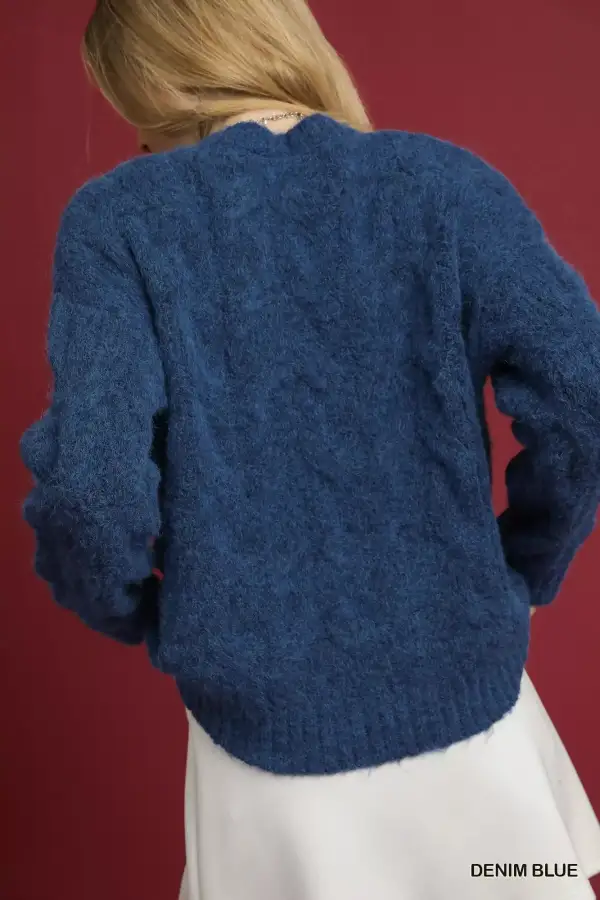Modern Long Sleeve Cable Knit Sweater