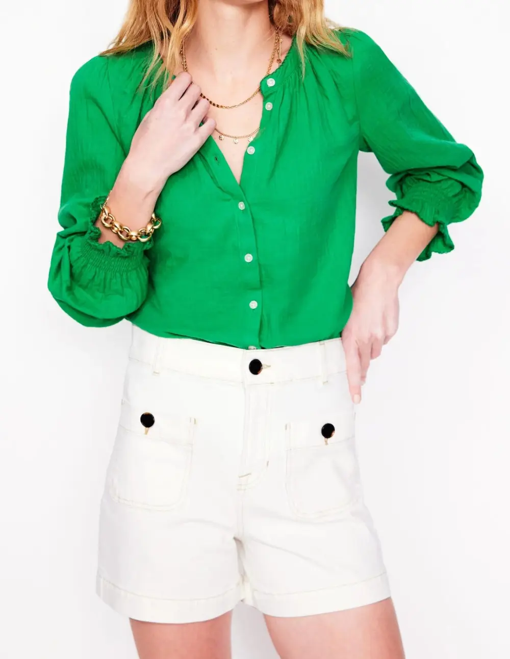 Tighten The Cuffs Double Cloth Top