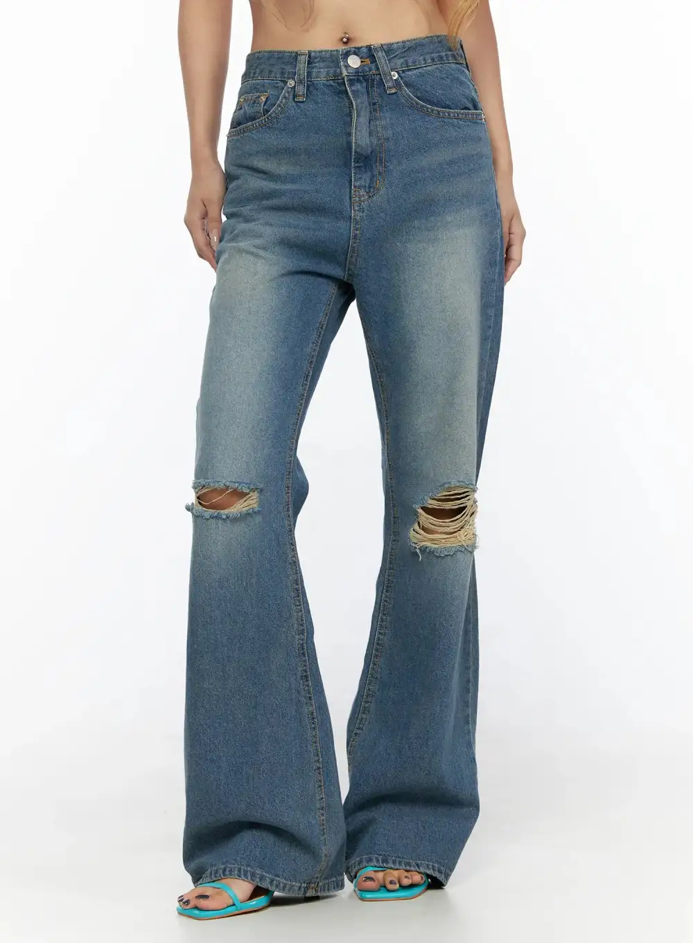 Distressed Flared Jeans