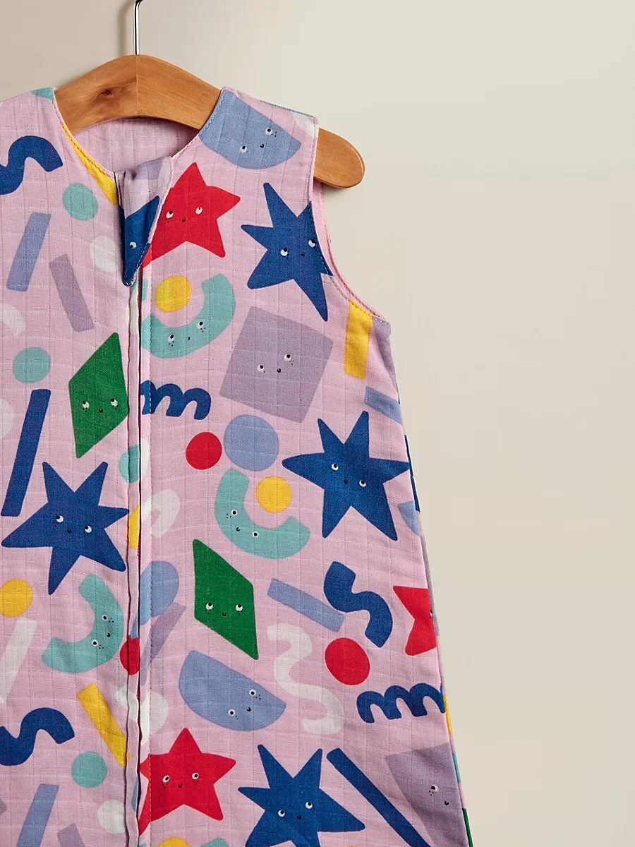 Pink Geometric Cotton Sleeping Bag - 0.5 Tog