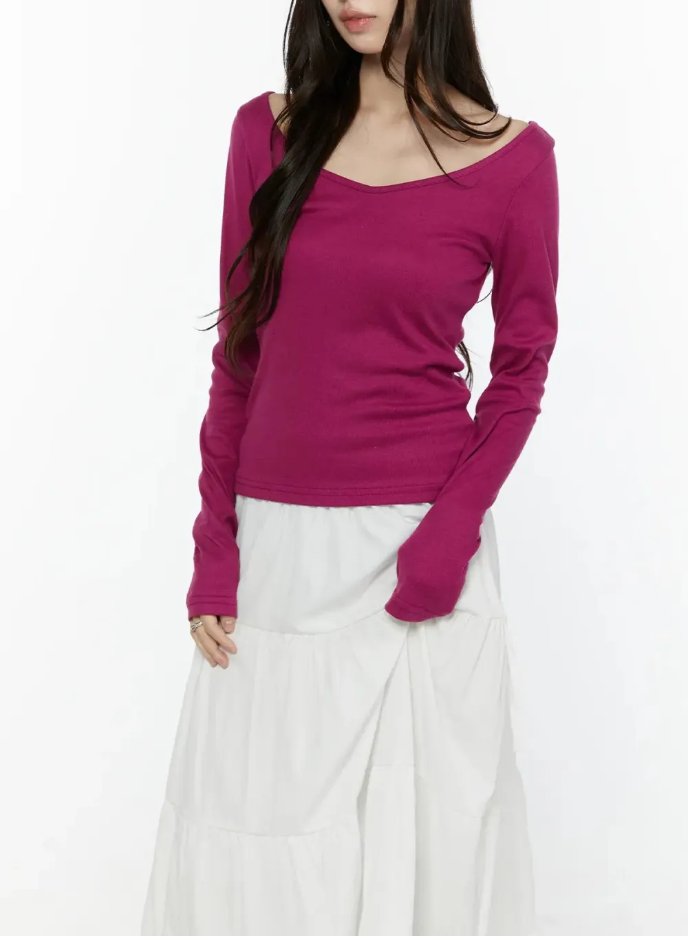Scoop-Neck Long Sleeve Top