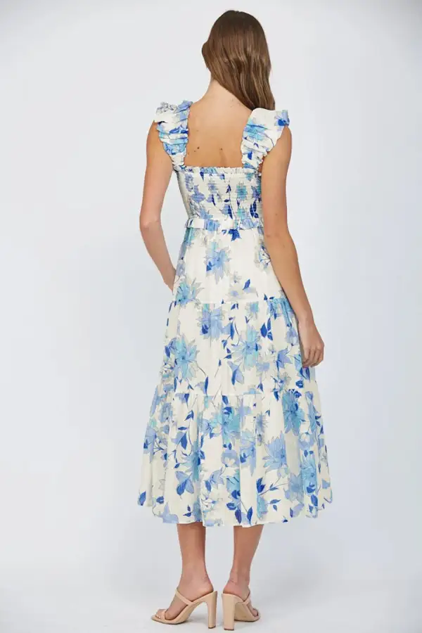 Floral Ruffle Smocked Maxi Dress