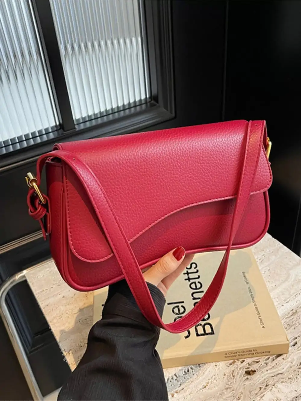 Solid Faux Leather Crossbody Bag