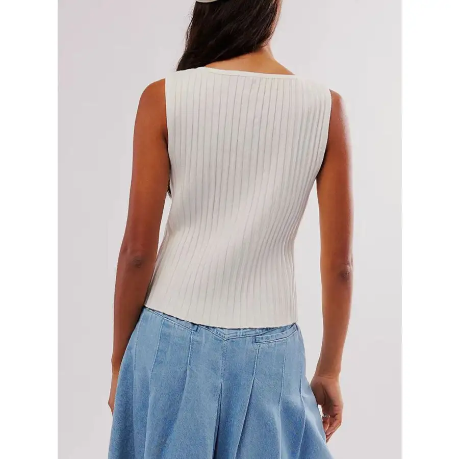 Button Down Round Neck Sweater Vest