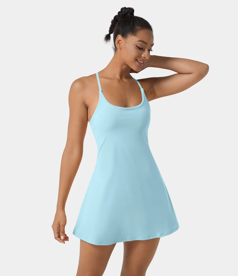 Softlyzero Airy Backless Cut Out 2-in-1 Pocket Cool Touch Mini Activity Dress