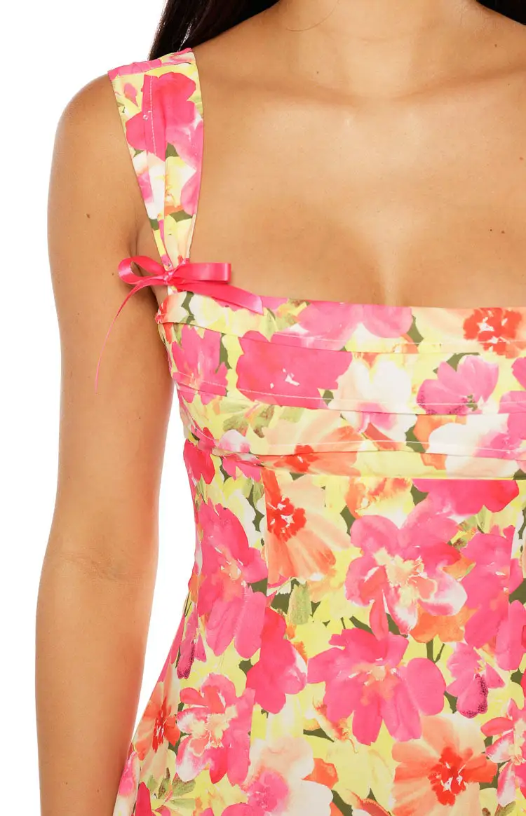 Floral Backless Pop Mini Dress