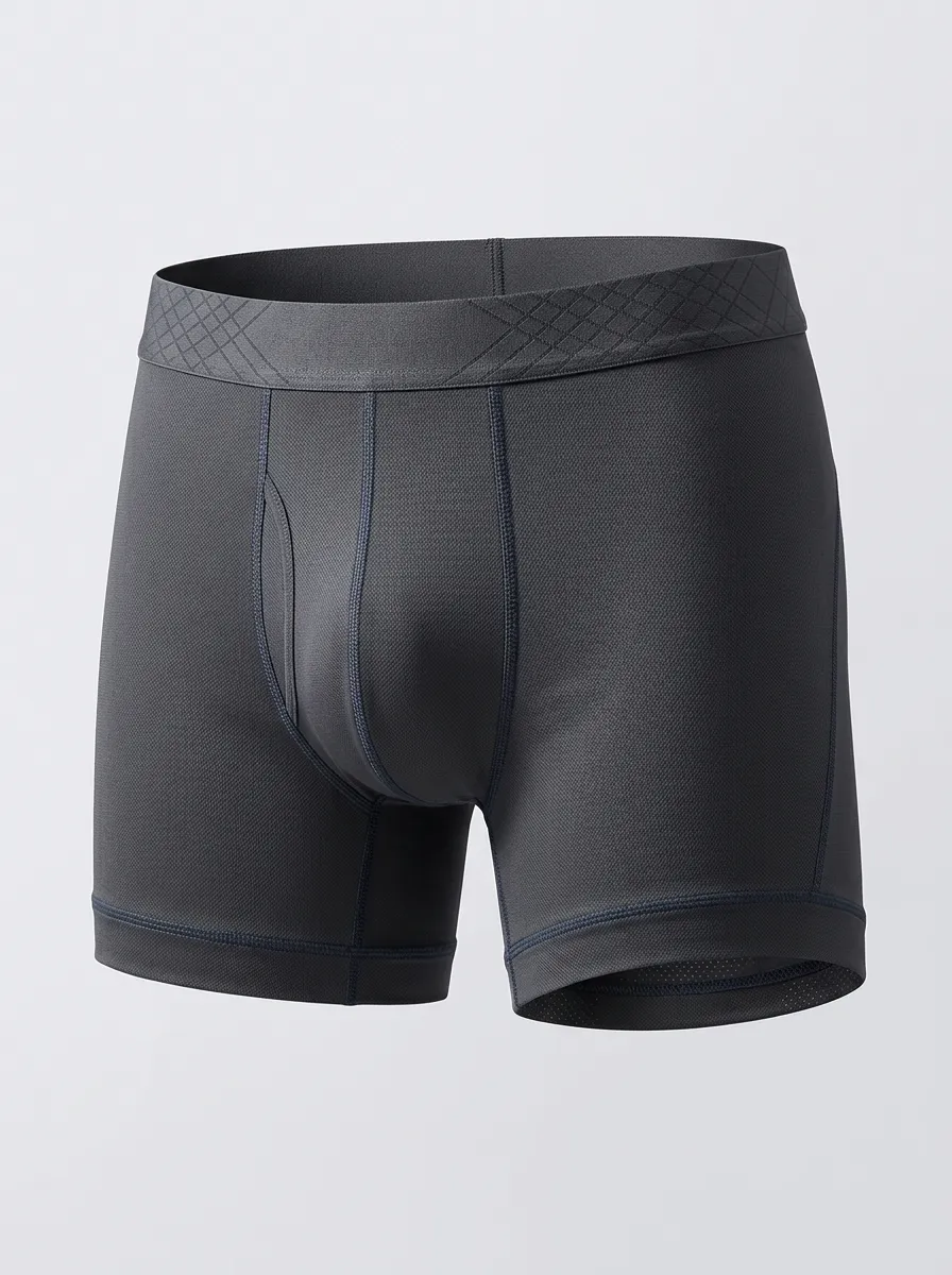 Men's Charcoal Grey Textured Athletic Cut Boxer Briefs