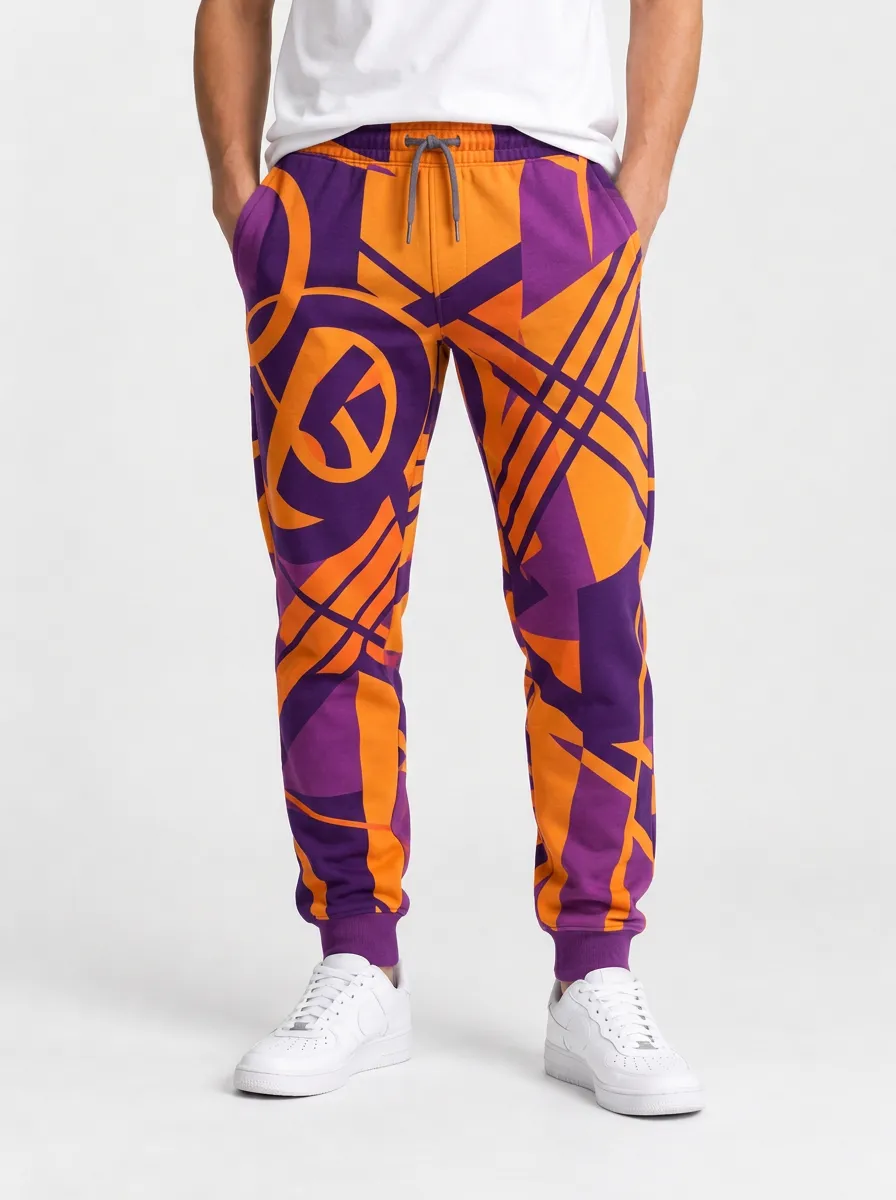 Men's Streetwear Joggers with Geometric Artwork
