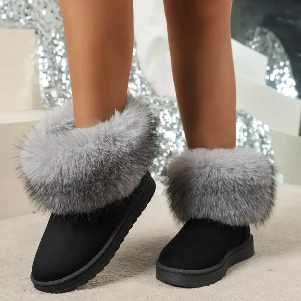Fuzzy Trim Ankle Boots