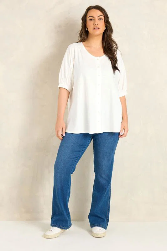 Ivory White Short Sleeve Cotton Top detail 1