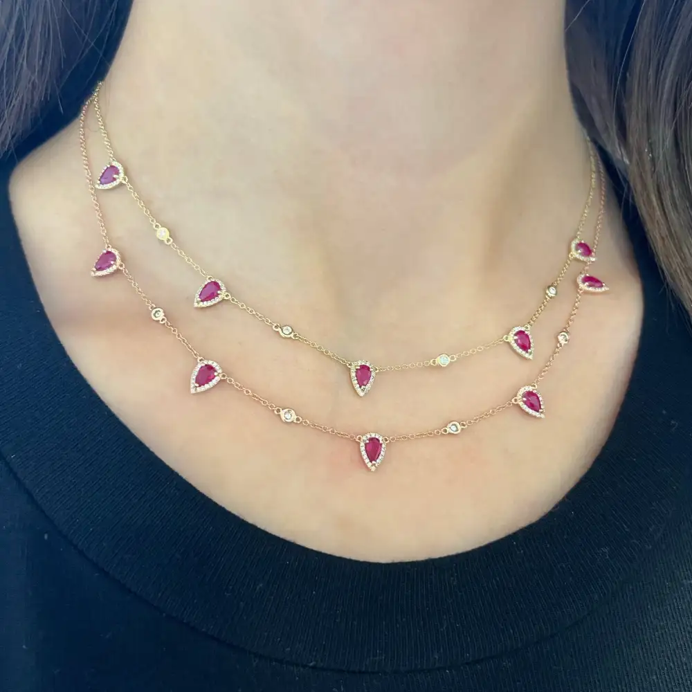 Layered Diamond Ruby Necklace