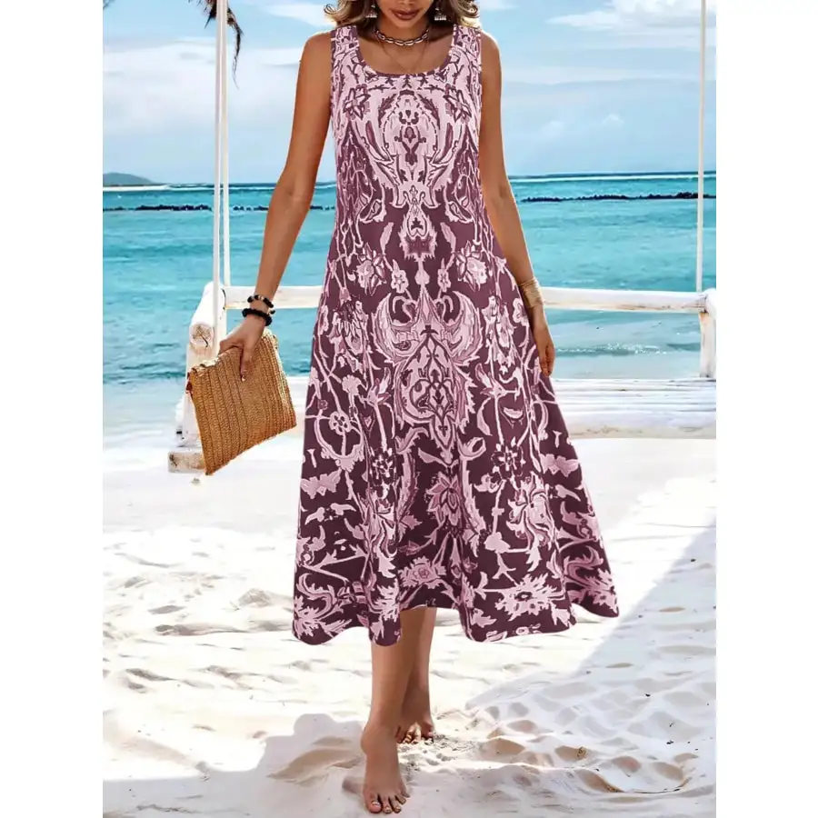 Printed Sleeveless Midi Dress
