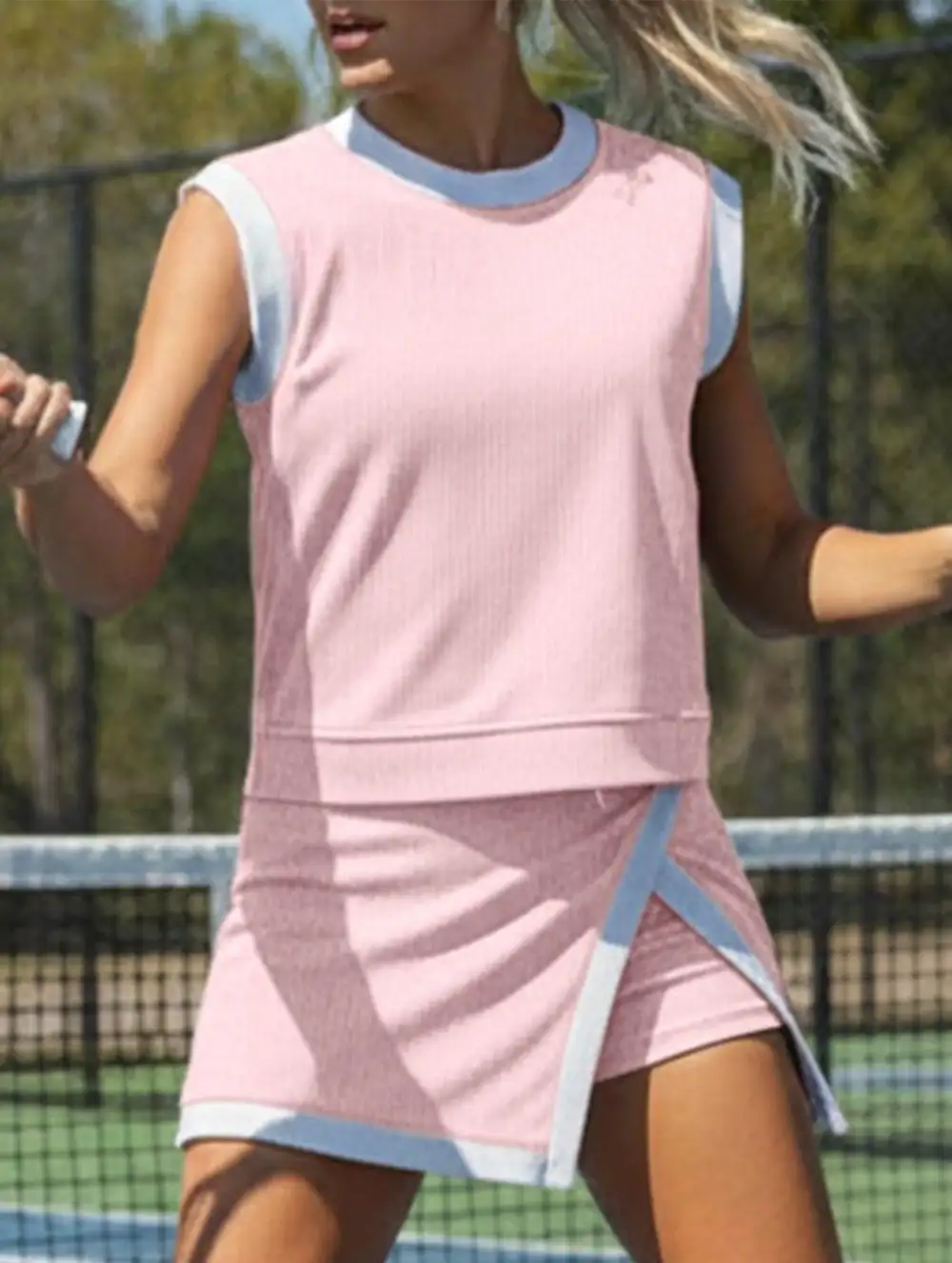 Block Slit Sport Tank Top Set