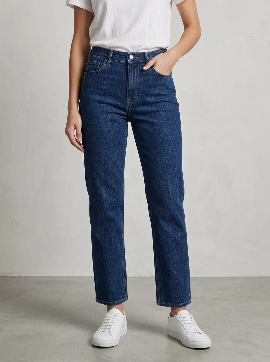 High-Rise Distressed Women's Straight-Leg Jeans
