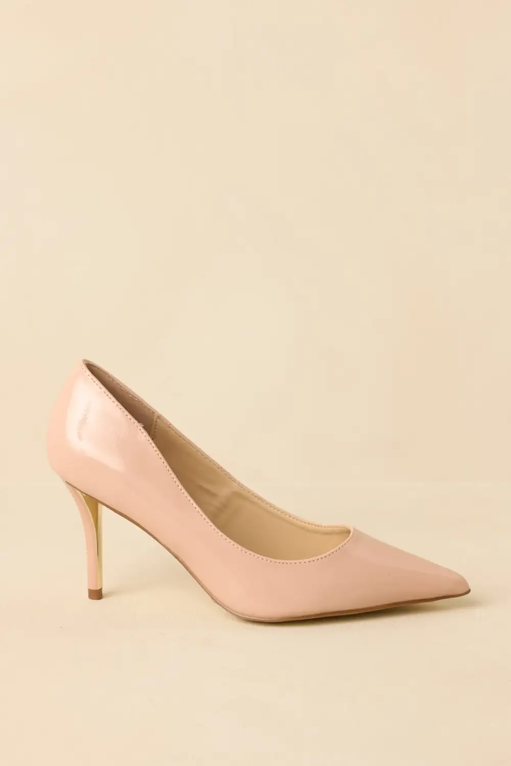 Pointed Toe Faux Leather Heels