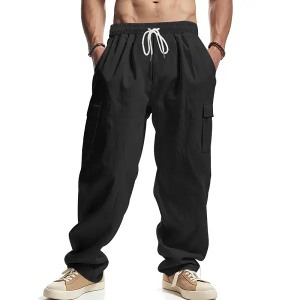 Men's Cargo Pants with Elastic Waistband and Practical Pockets