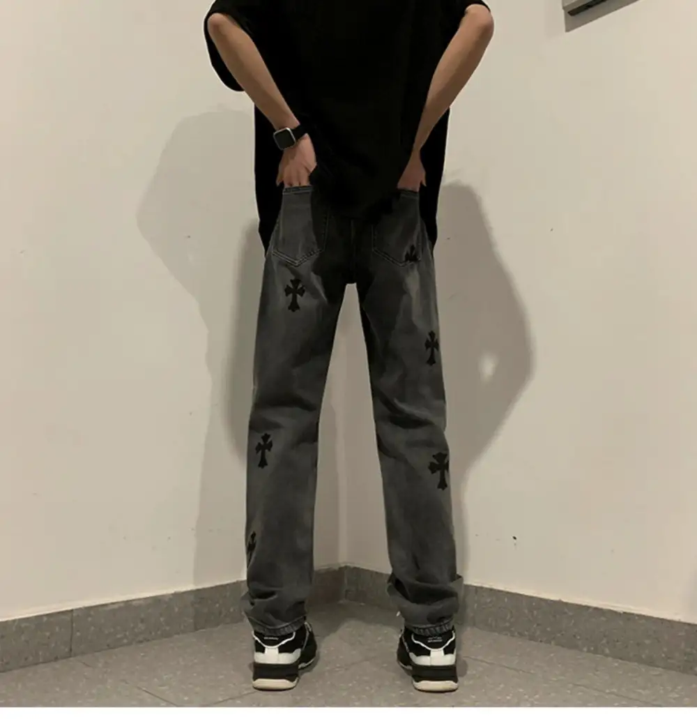 Everyday Wide-Leg Patchwork Washed Jeans