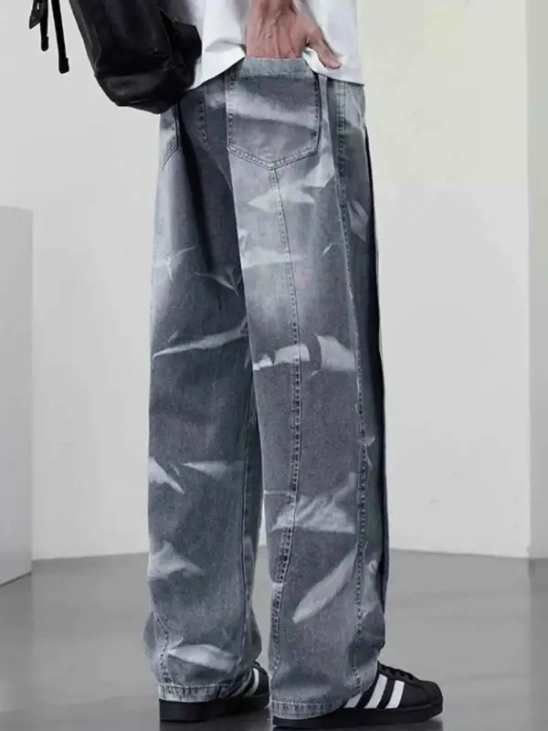 Washed Wide-Leg Jeans