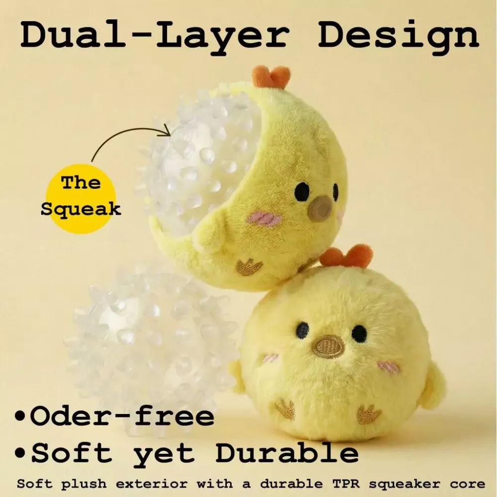 Dog Toy Small Plush Shape Cute Dog Bouncy Toy Ball Chewing Molar Sounding Ball Pet Toy