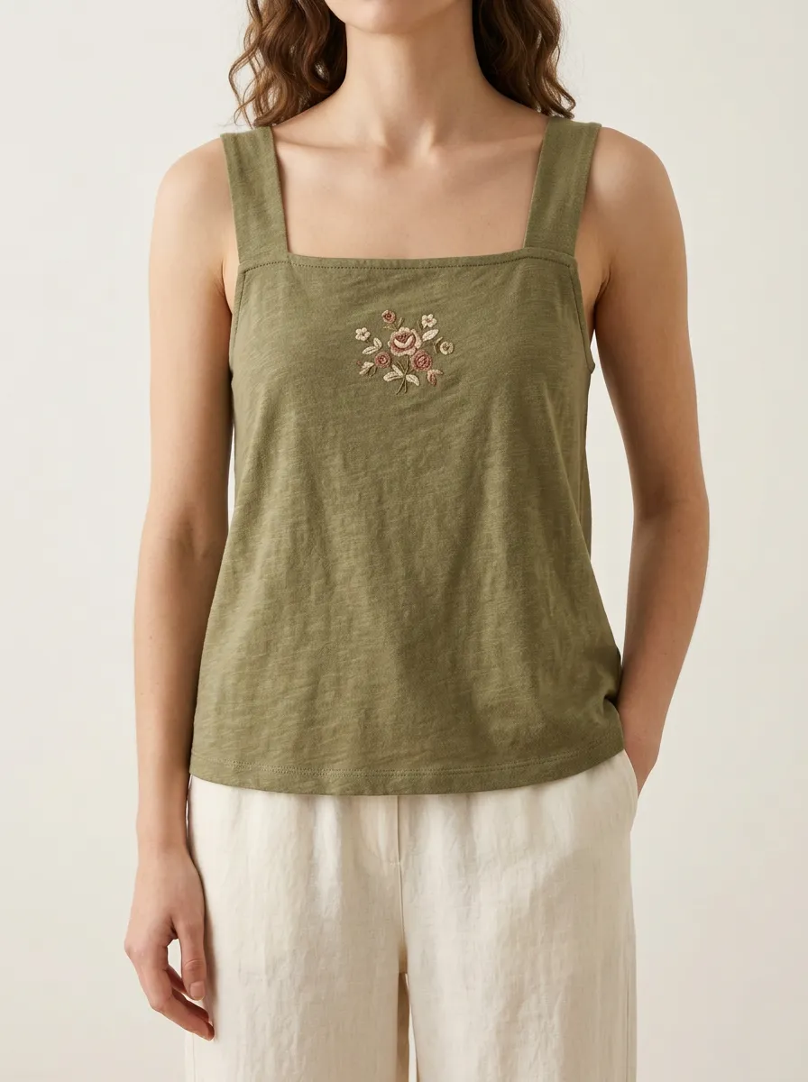 Square Neck Relaxed Layering Tank Top