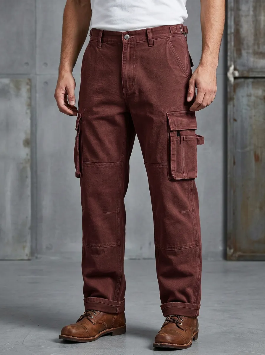 Men's Outdoor Utility Olive Green Multi-Pocket Adjustable Waist Tabs Cargo Pants