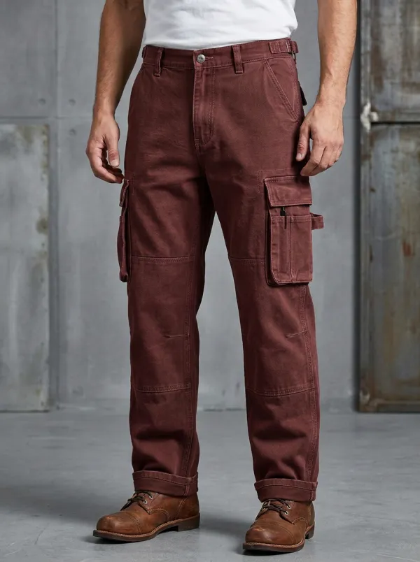 Men's Outdoor Utility Olive Green Multi-Pocket Adjustable Waist Tabs Cargo Pants