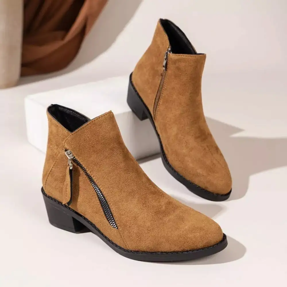 Sleek Pointed Toe Block Heel Boots