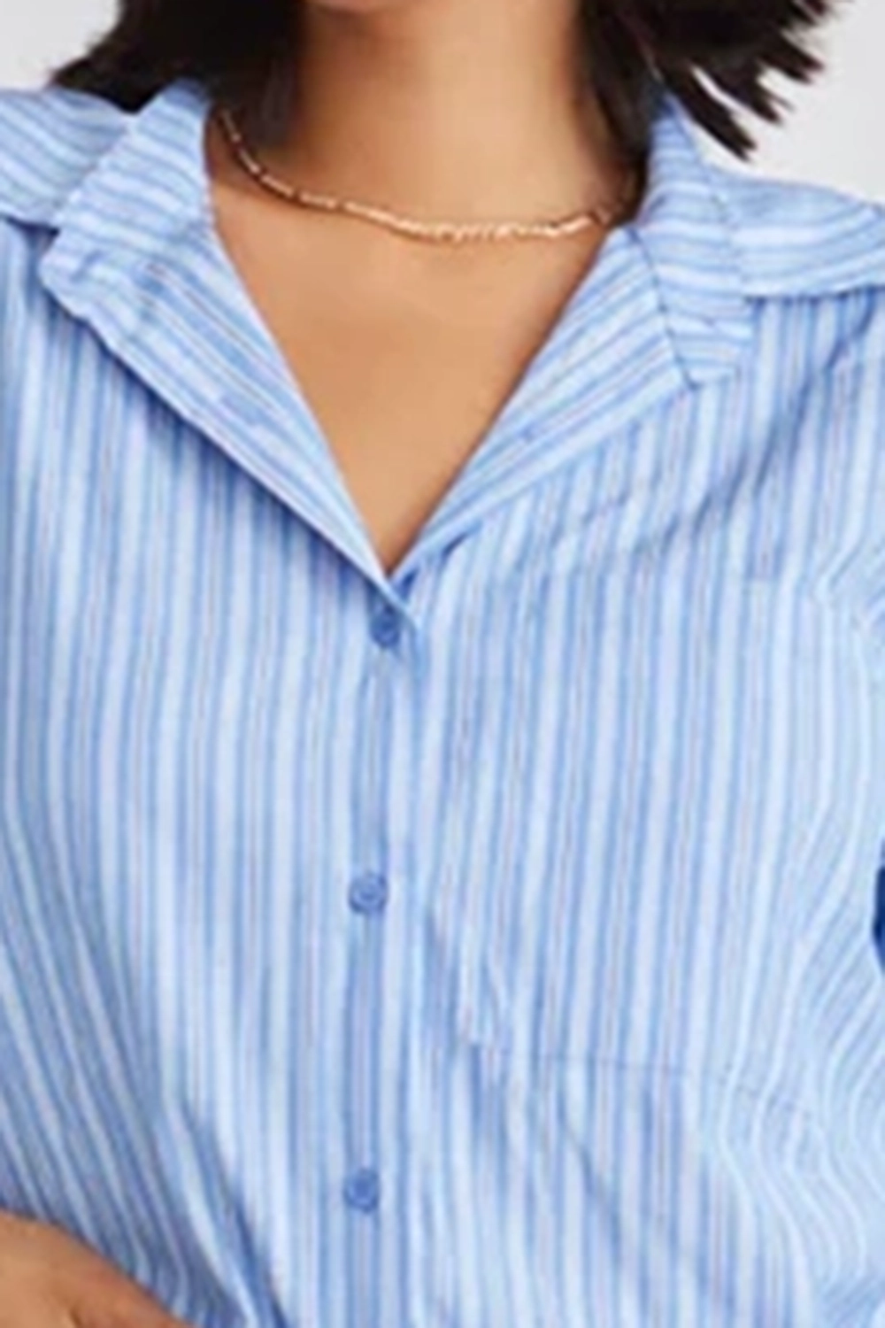 Blue Stripe Short - Sleeve Button - Up