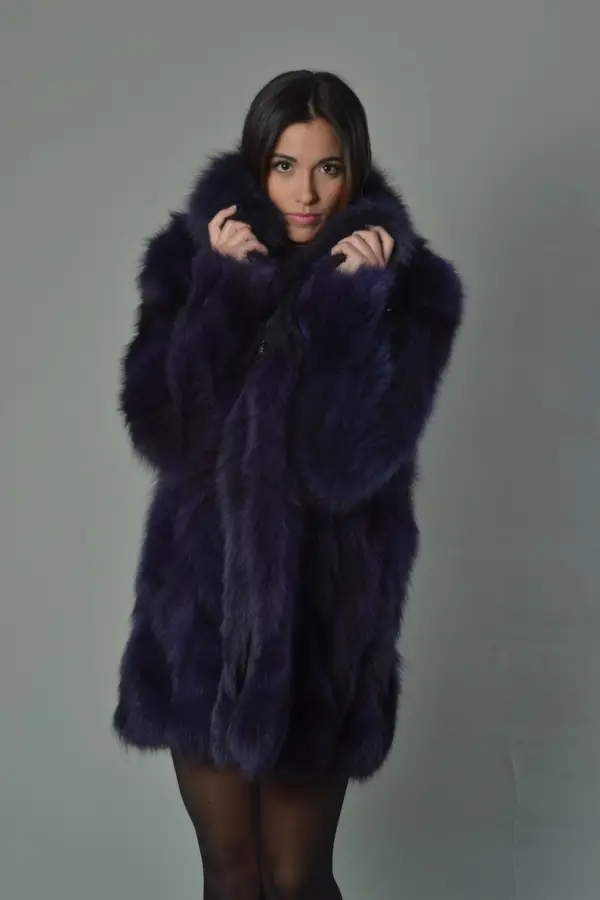 Purple Fox Fur Coat