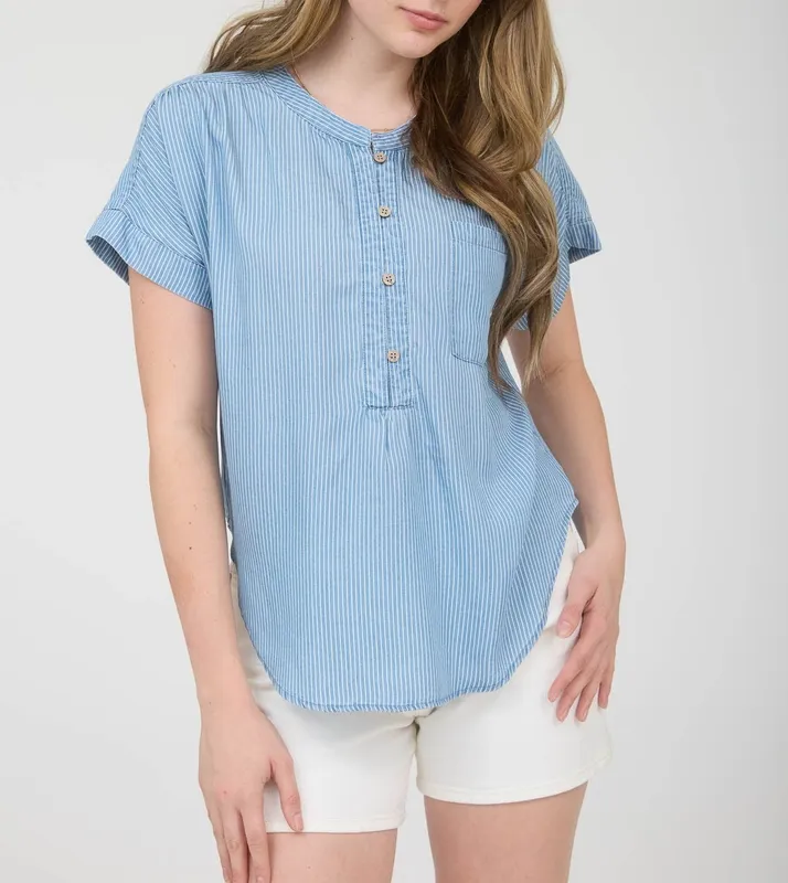 Stripe Chambray Henley Top