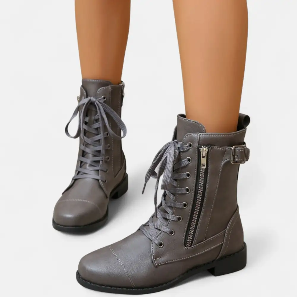 Lace Up Buckle Strap Combat Boots
