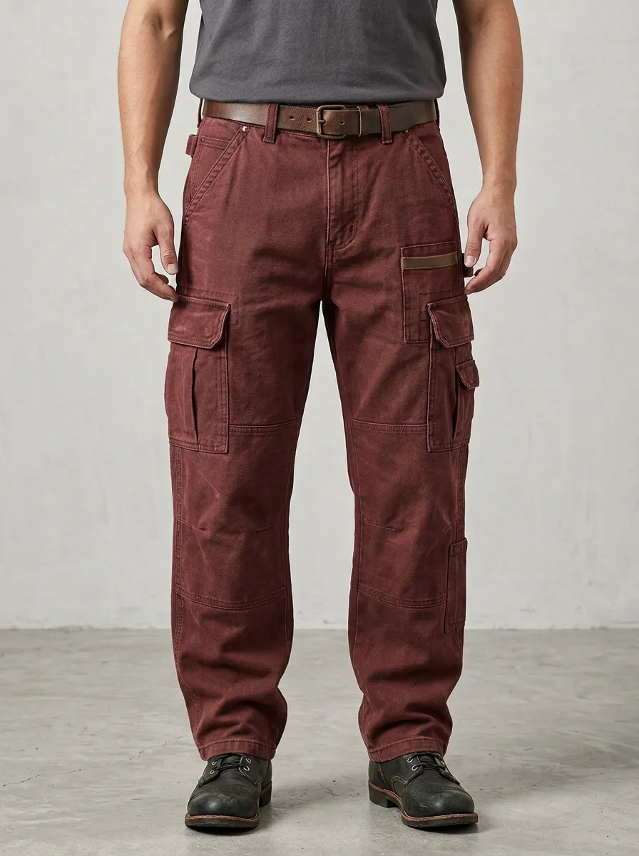 Men's Outdoor Tactical Olive Green Multi-Pocket Reinforced Knee Cargo Pants