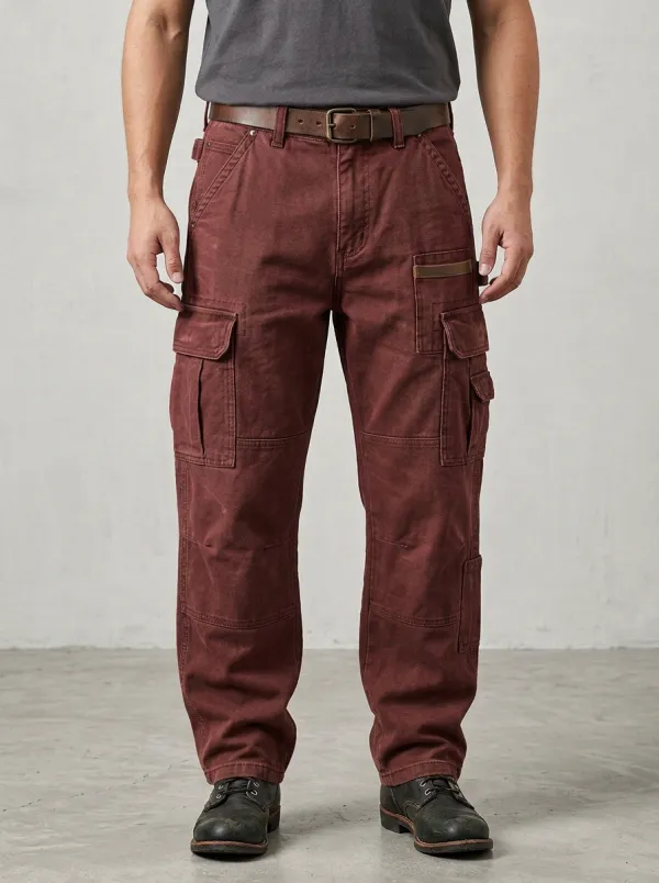 Men's Outdoor Tactical Olive Green Multi-Pocket Reinforced Knee Cargo Pants