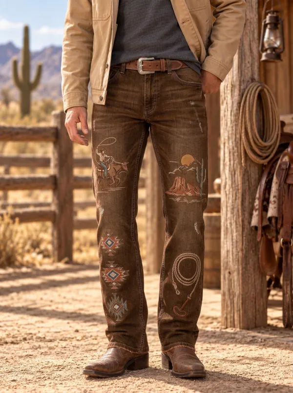 Men's Western Cowboy Rodeo Desert Jeans