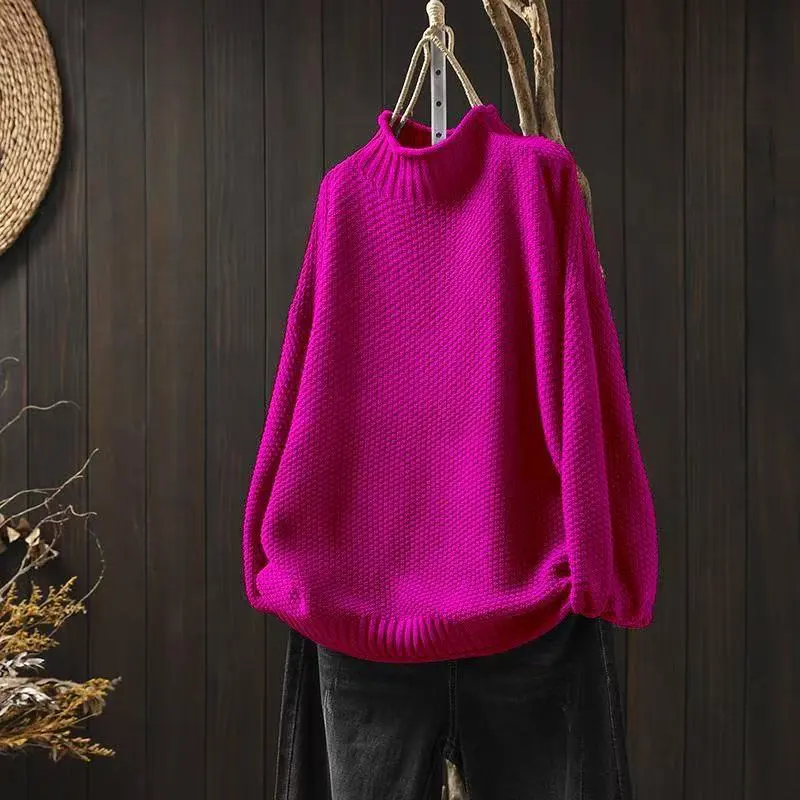 Cozy Oversized Turtleneck Knit Sweater