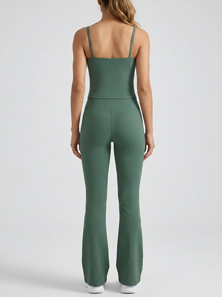 Active Athleisure-Look Women's Tank Top Flare Pants Active Set