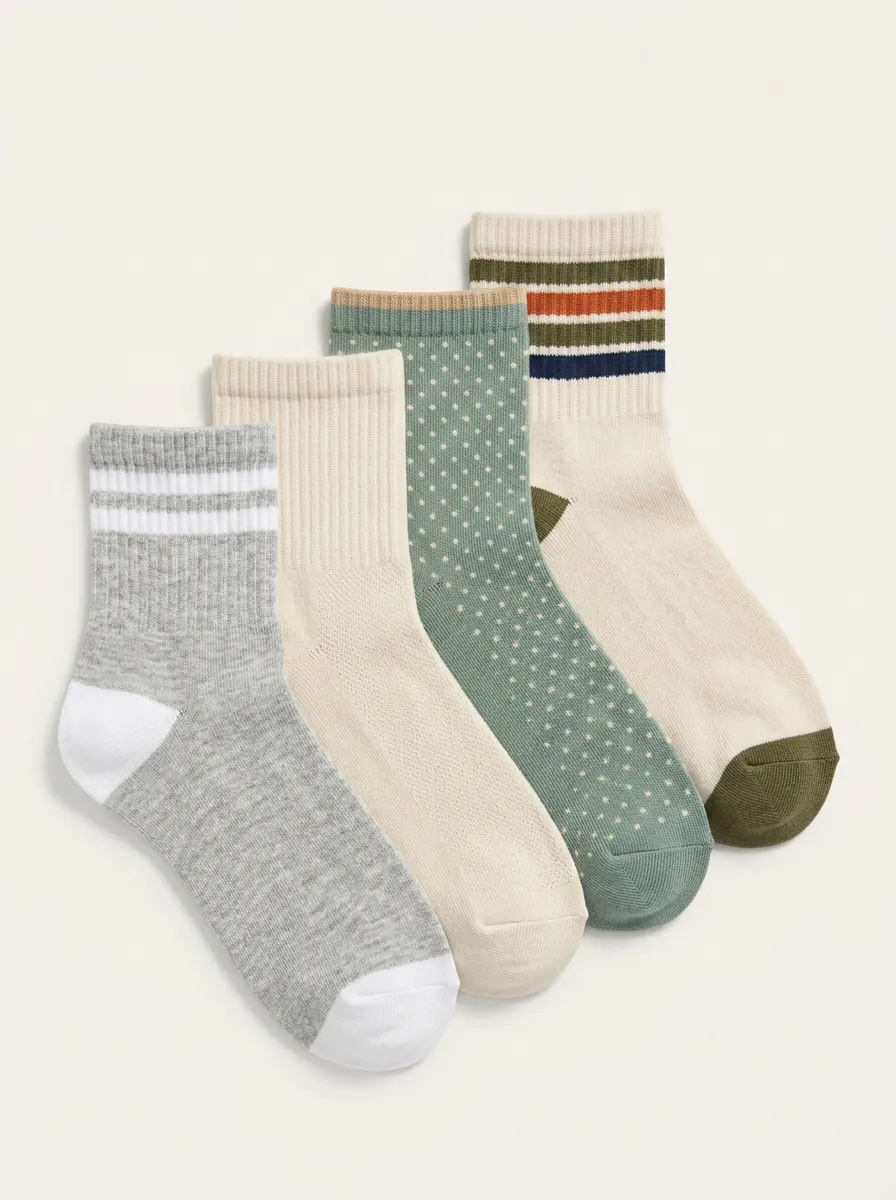 Outdoor-Inspired Striped Vintage-Inspired Men's Four-Pair Long Socks