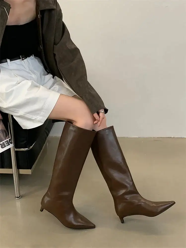 Pointed-Toe Knee-High Boots