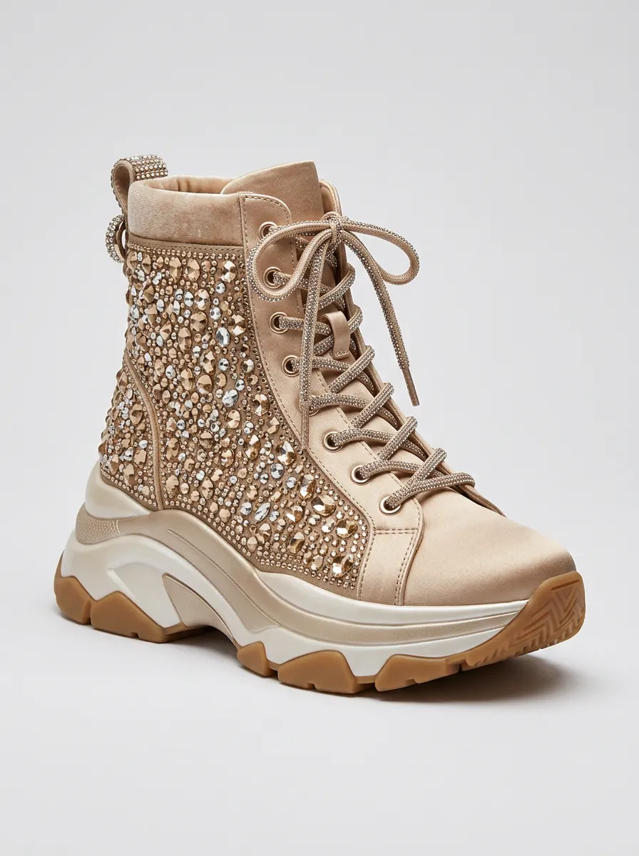 Everyday Lace-Detail Women's Rhinestone Platform Shoes