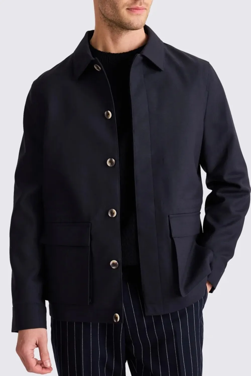 Navy Men's Jacket In Minimalist Style