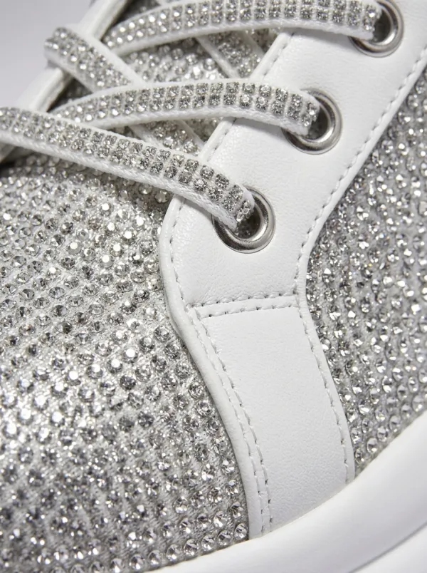 Lace-Up High-Top Women's Rhinestone Platform Shoes