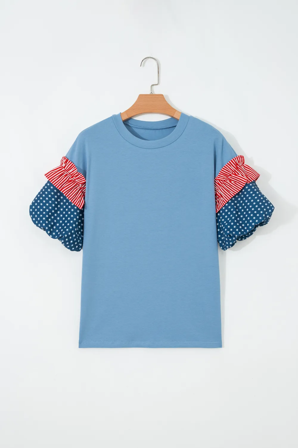 Beau Blue Stars Stripes Short Sleeve Top